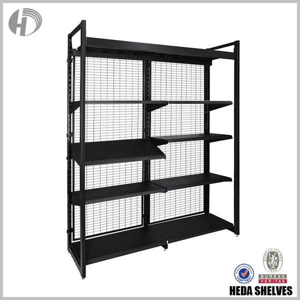 Black Wire Back Supermarket Store Wall Shelves