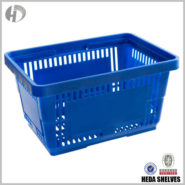 Plastic Supermarket Shopping Basket with Plastic Handles