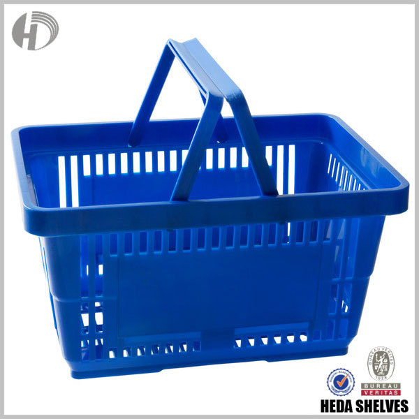 Plastic Supermarket Shopping Basket with Plastic Handles