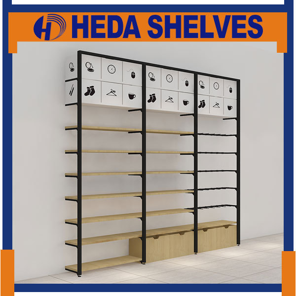 Miniso Style Metal Wood Wall Shelves