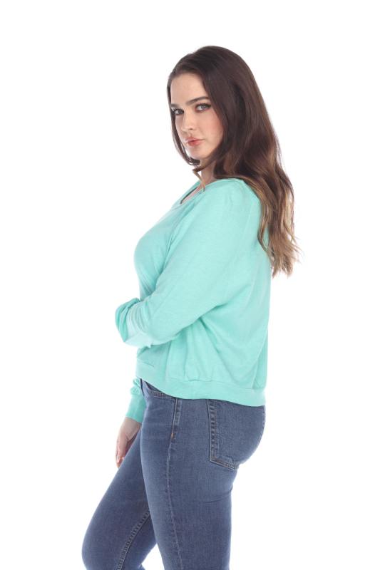 3904 Junior's Bamboo Blend Crop Long Sleeve Pullover