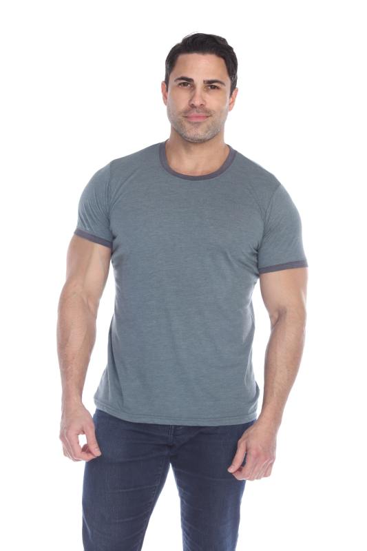 3602 Short Sleeve CVC Blended Crew Neck Ringer