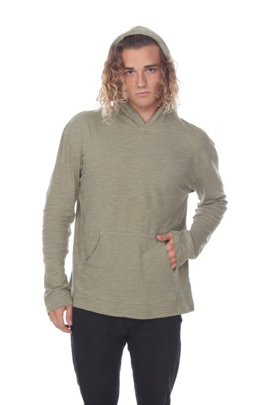 8705 Men's Long Sleeve Hooded Slub Pullover