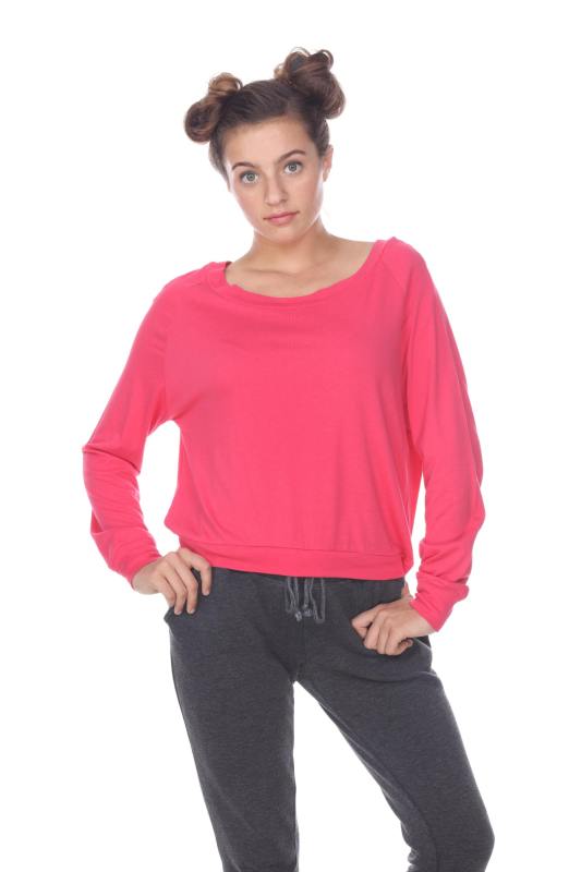 3904 Junior's Bamboo Blend Crop Long Sleeve Pullover