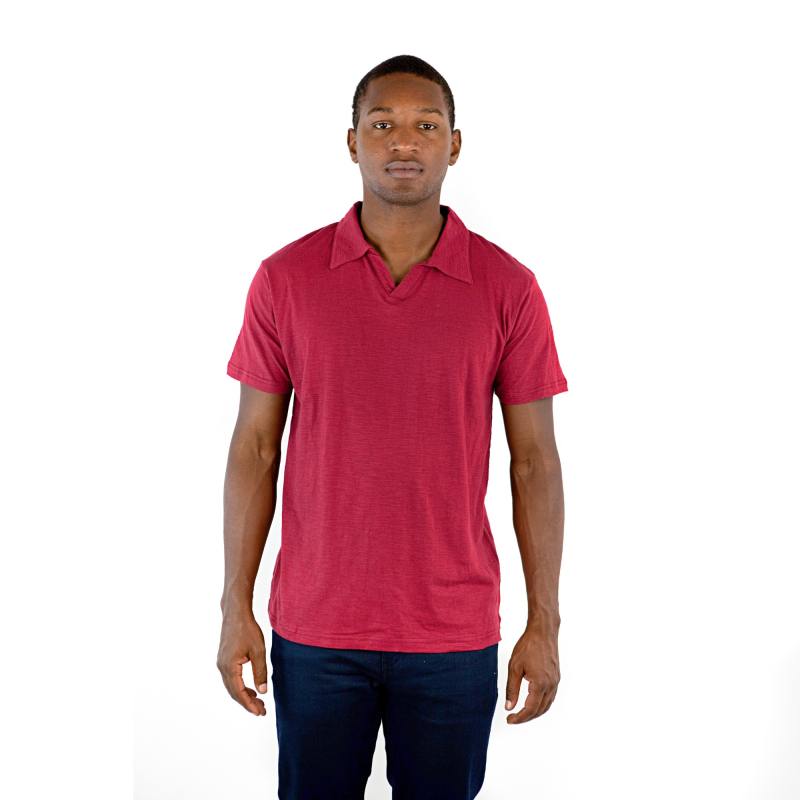 6551 Men's Non-Button Placket Cotton Slub Polo