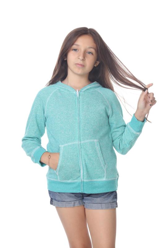 8902G Girls French Terry Llong Sleeve Zip Hoodie