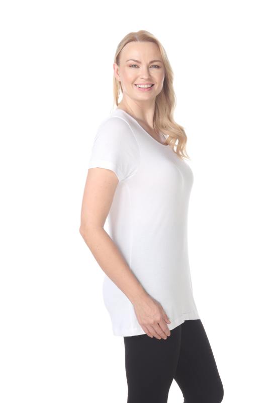 7313 Ladies Casual Open V Back Short Sleeve Tee