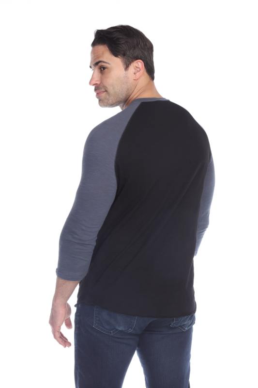 6570 Men's 3/4 Sleeve Cotton Slub Crewneck Raglan