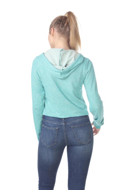 8911 French Terry Hooded Crop Long Sleeve Sweatshirt