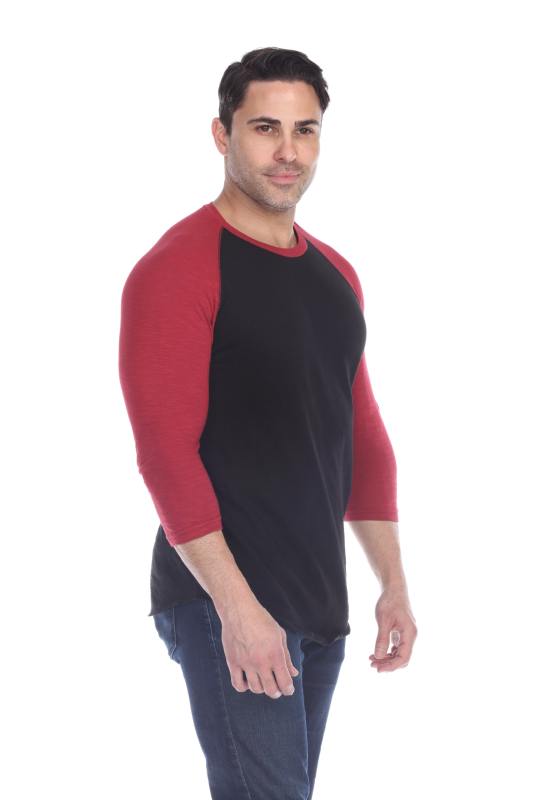 6570 Men's 3/4 Sleeve Cotton Slub Crewneck Raglan