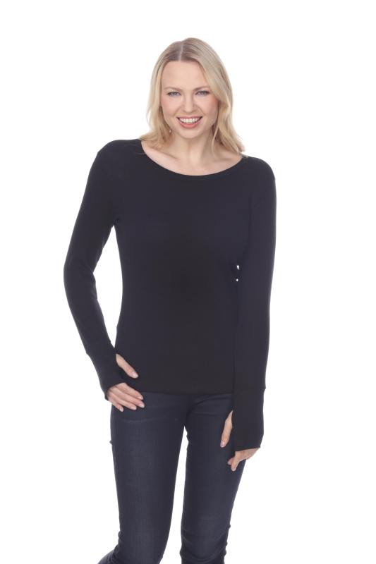 7610 Ladies Long Sleeve Crew Neck Tee With Exposed Thumb Cuff