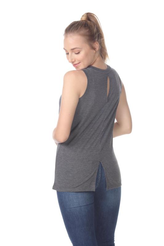 3311 Junior's Poly VIscose Tank Top with Slit Back