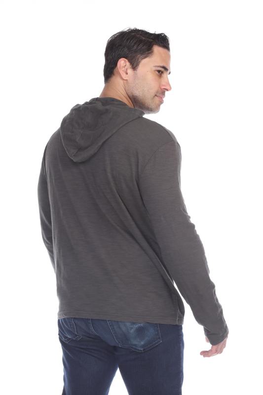8705 Men's Long Sleeve Hooded Cotton Slub Pullover