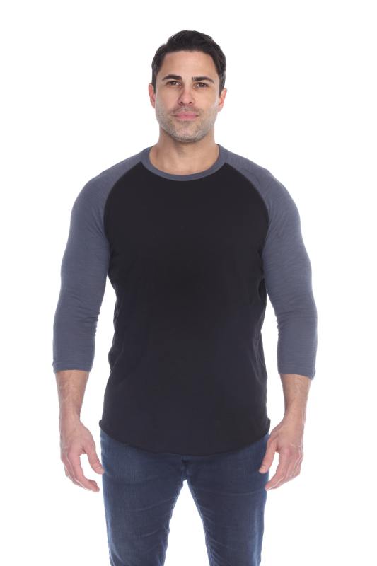 6570 Men's 3/4 Sleeve Cotton Slub Crewneck Raglan