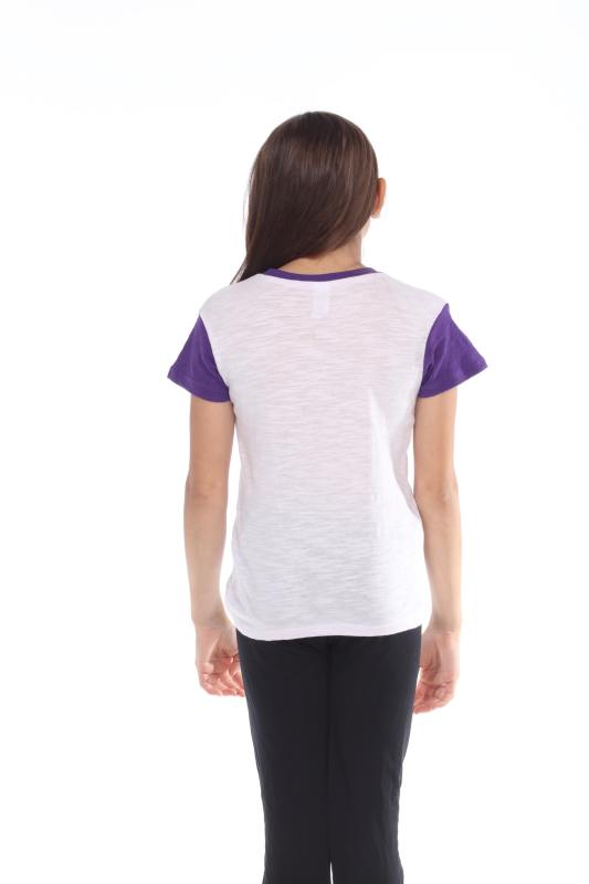 9011 Girl's Contrast Short Sleeve Crewneck Tee