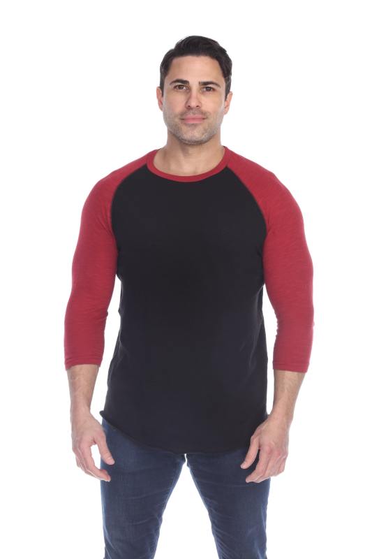 6570 Men's 3/4 Sleeve Cotton Slub Crewneck Raglan