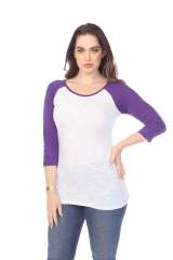 6054 Juniors Boat Neck 3/4 Sleeve Cotton Slub Raglan