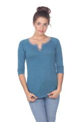 3204 Junior's Tri Blend Split V-Neck 3/4 Sleeve Raglan