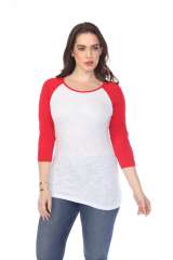 6054 Juniors Boat Neck 3/4 Sleeve Cotton Slub Raglan