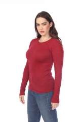 6150 Junior's Long Sleeve Cotton Slub Crewneck Tee