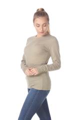 3100 Junior's Long Sleeve CVC Blended Crew Neck Tee