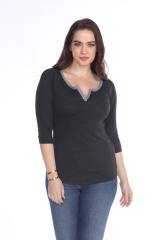 3204 Junior's Tri Blend Split V-Neck 3/4 Sleeve Raglan