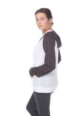 6153C Juniors 2-Tone Zip Front Pocket Hooded Jacket