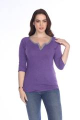 3204 Junior's Tri Blend Split V-Neck 3/4 Sleeve Raglan