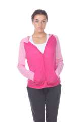 6153C Juniors 2-Tone Zip Front Pocket Hooded Jacket
