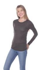 3804 Junior's Poly Linen Long Sleeve Crewneck Tee