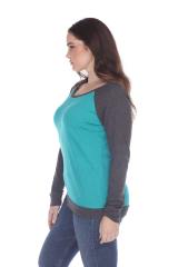 3102 Junior's Cotton Poly Contrast Raglan Long Sleeve Pullover