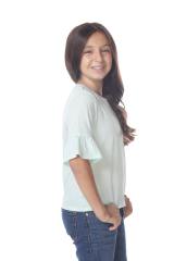9019 Girls Ruffle Sleeve Round Neck Tee