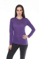 3804 Junior's Poly Linen Long Sleeve Crewneck Tee