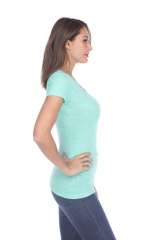 6053 Juniors Cap Sleeve Cotton Slub Tee