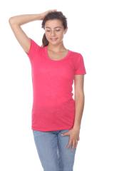 3400 Junior's Poly Rayon Slub Scoop Neck Tee