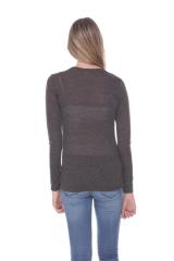 3804 Junior's Poly Linen Long Sleeve Crewneck Tee