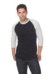 6570 Men's 3/4 Sleeve Cotton Slub Crewneck Raglan