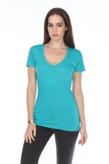 3903 Junior's Bamboo Blend Short Sleeve Deep V Neck Tee