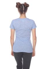 3803 Junior's Short Sleeve Poly Linen Deep V Neck Tee