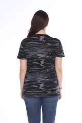 4003C Junior's Camo Print V-Neck Tee