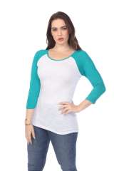 6054 Juniors Boat Neck 3/4 Sleeve Cotton Slub Raglan