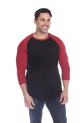 6570 Men's 3/4 Sleeve Cotton Slub Crewneck Raglan