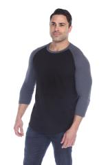 6570 Men's 3/4 Sleeve Cotton Slub Crewneck Raglan
