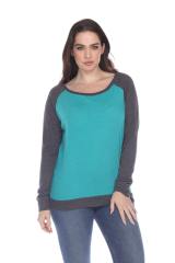 3102 Junior's Cotton Poly Contrast Raglan Long Sleeve Pullover
