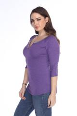 3204 Junior's Tri Blend Split V-Neck 3/4 Sleeve Raglan