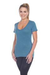 3203 Junior's Tri Blend Short Sleeve Deep V-Neck Tee