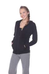 6152 Junior's Long Sleeve Cotton Slub Zip-Up Hoodie