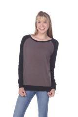 3102 Junior's Cotton Poly Contrast Raglan Long Sleeve Pullover