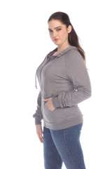 6152 Junior's Long Sleeve Cotton Slub Zip-Up Hoodie