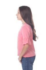 9019 Girls Ruffle Sleeve Round Neck Tee